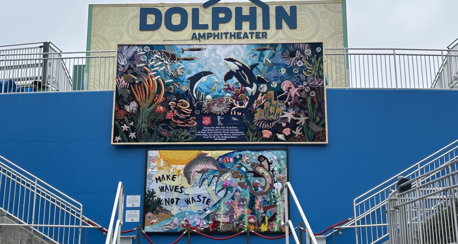 Students craft ocean murals with recycled clothes from The Salvation Army